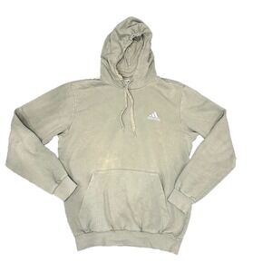 Adidas‎ Embroidered Sportswear Fleece Sweatshirt Hoodie Med Green Discoloration
